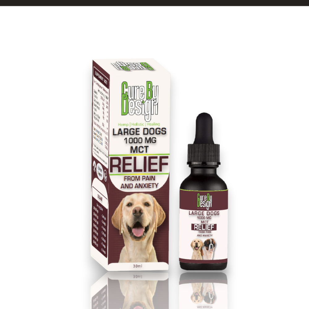 Cure By Design Relief 1000mg CBD MCT oil for Large Dogs 1