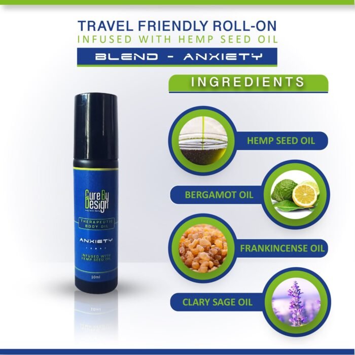 Travel Friendly Roll-On Infused with Hemp Seed oil Blend Anxiety Ingredients
