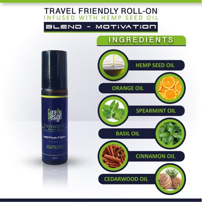 Travel Friendly Roll-On Infused with Hemp Seed oil Blend Motivation Ingredients