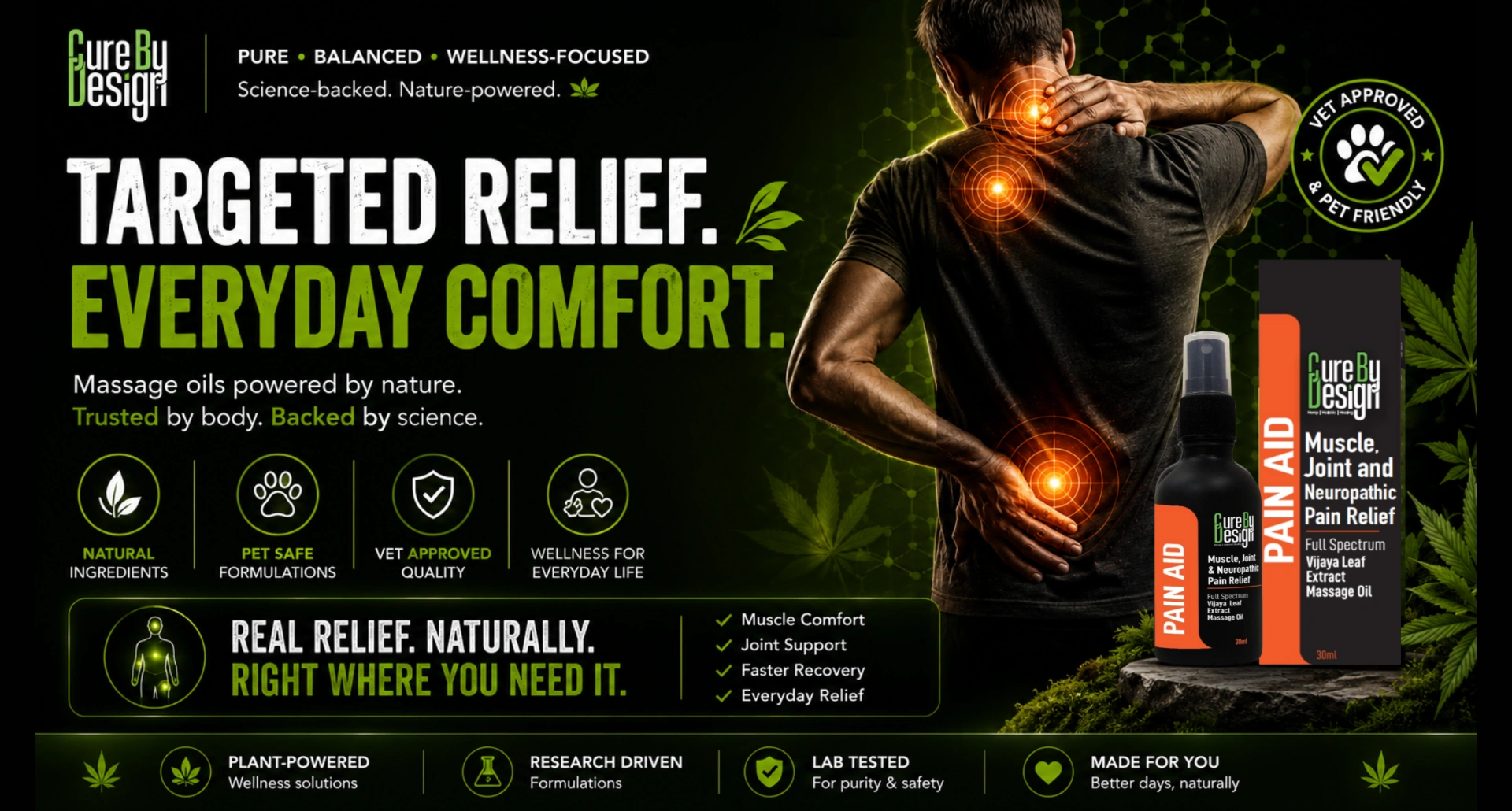 Pain Aid Massage Oil for muscle comfort, joint mobility, recovery, and everyday wellness support