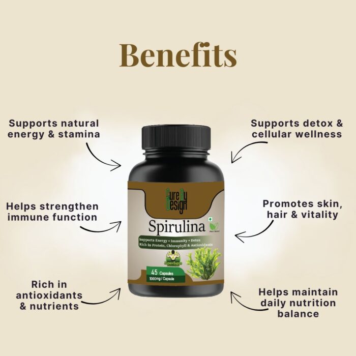 Spirulina – Supports Energy, Immunity & Detox Naturally – 45 Capsules, 1000mg - Image 7
